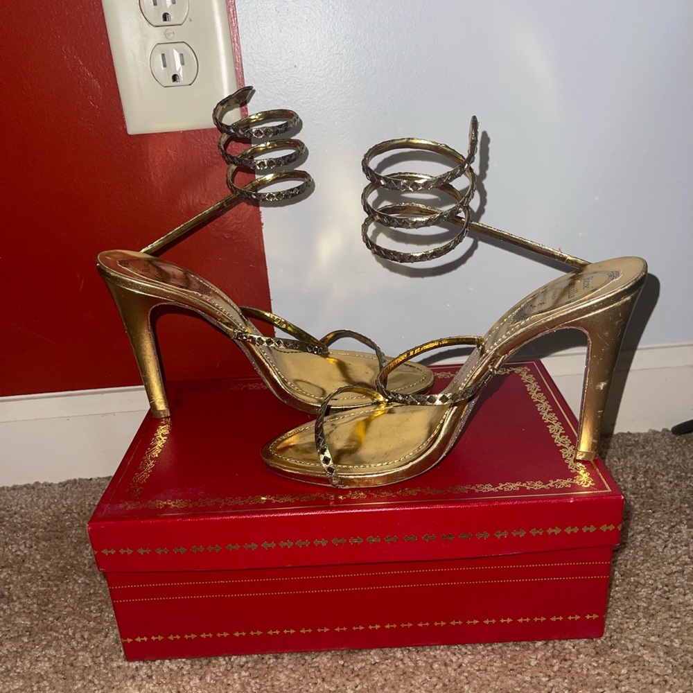 GOLD RENE CAOVILLA HEELS
